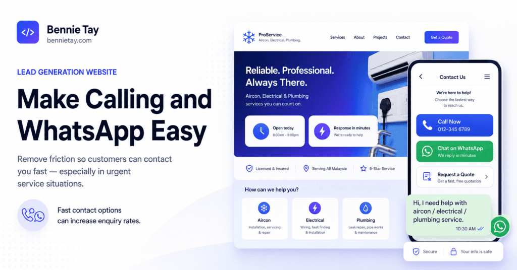 Website Design for Aircon, Electrical and Plumbing