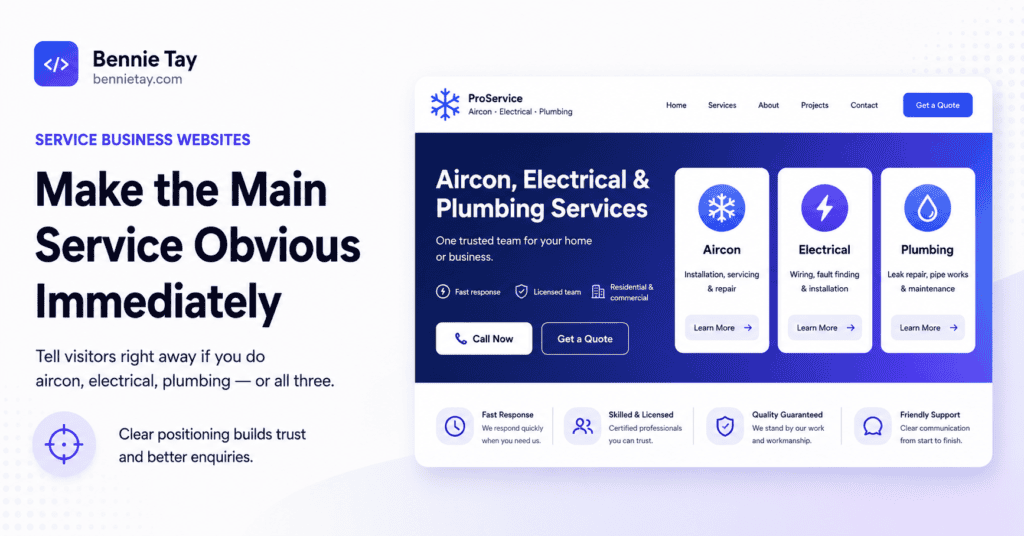 Website Design for Aircon, Electrical and Plumbing