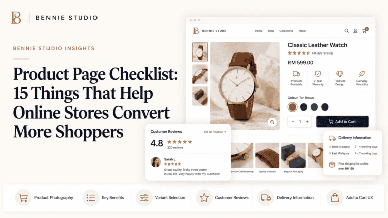 eCommerce product page with benefits, reviews and purchase options
