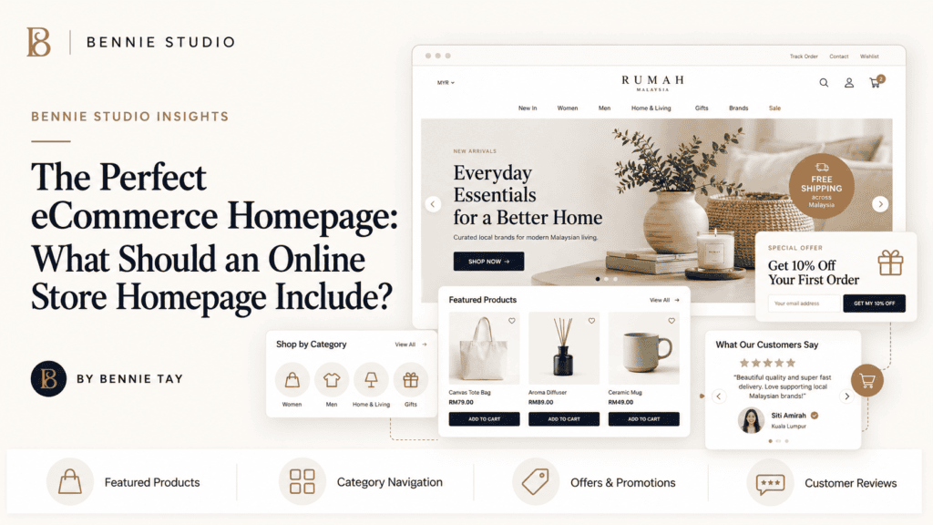 eCommerce homepage layout with featured products and shopping categories