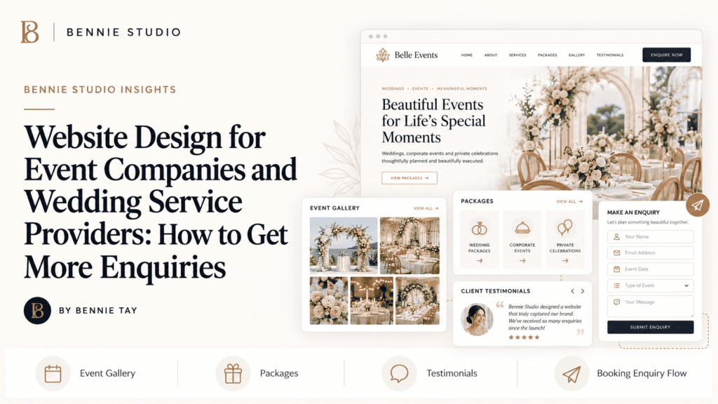 Wedding and event website with event gallery and enquiry form