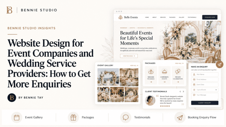 Wedding and event website with event gallery and enquiry form