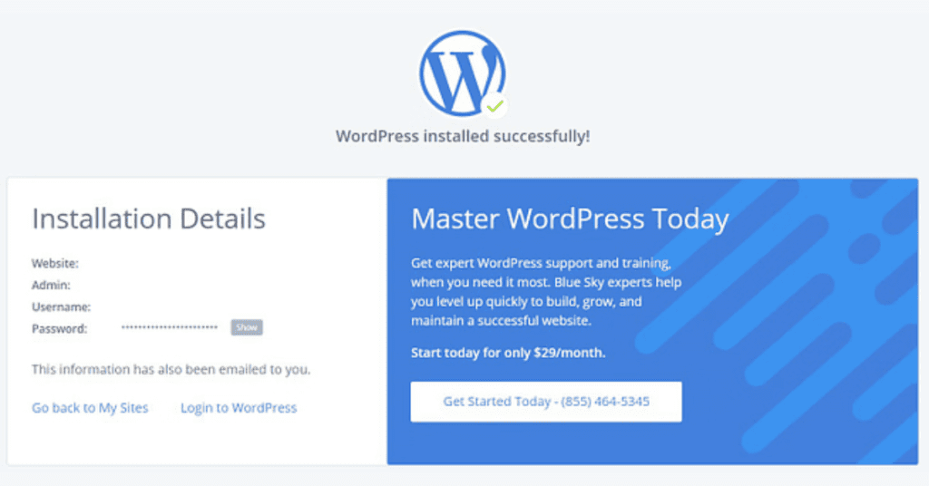 wordpress installation