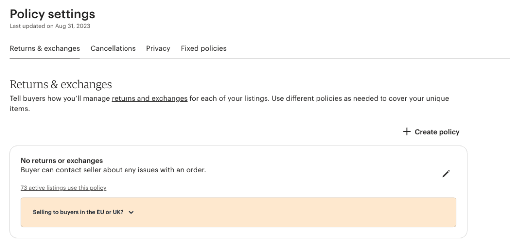 Etsy policy setting