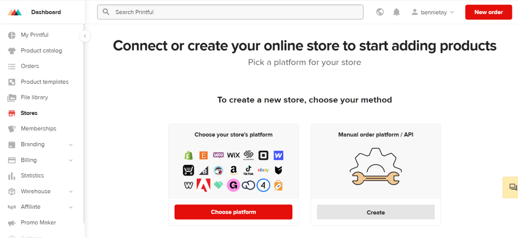 Printful sales channel integration