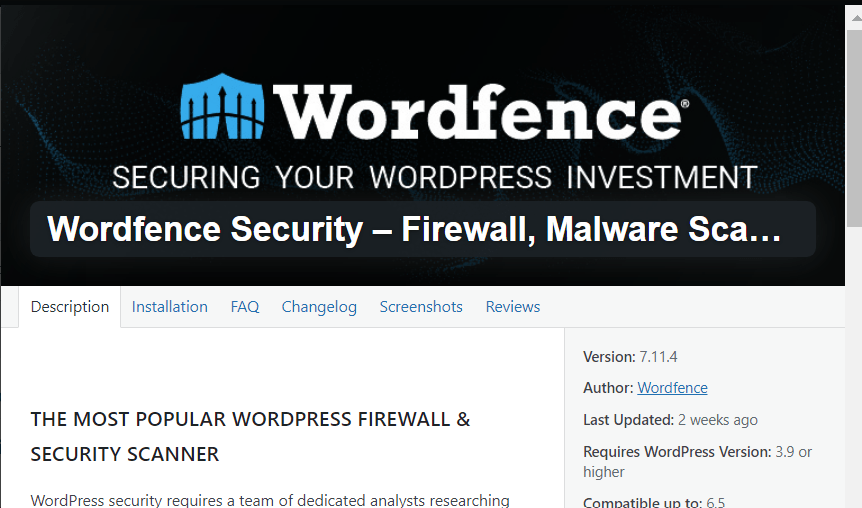 WordFence Security Plugin