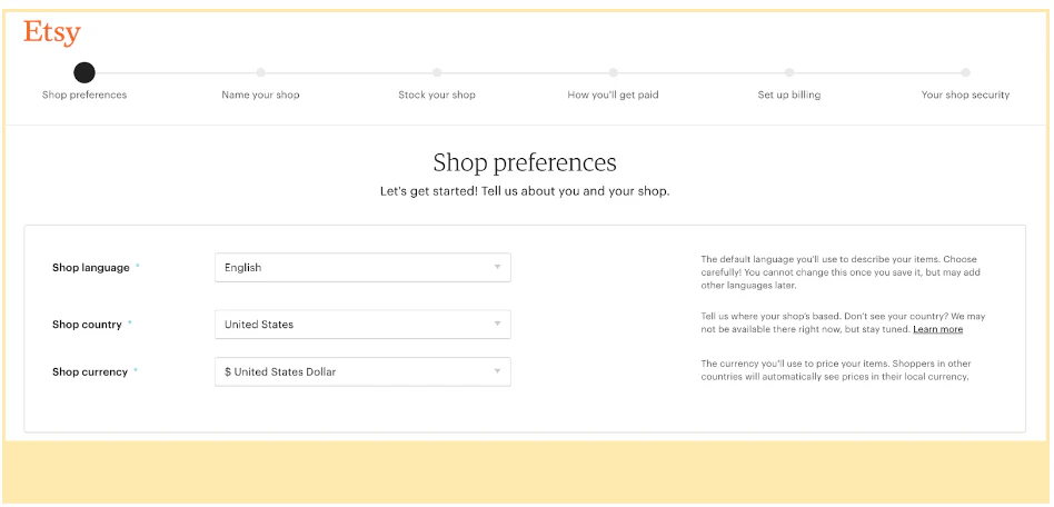 Adjust Your Etsy Shop Preferences to Start an Etsy Shop