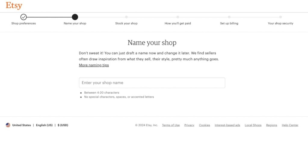 Name Your Etsy Store to Start an Etsy Shop