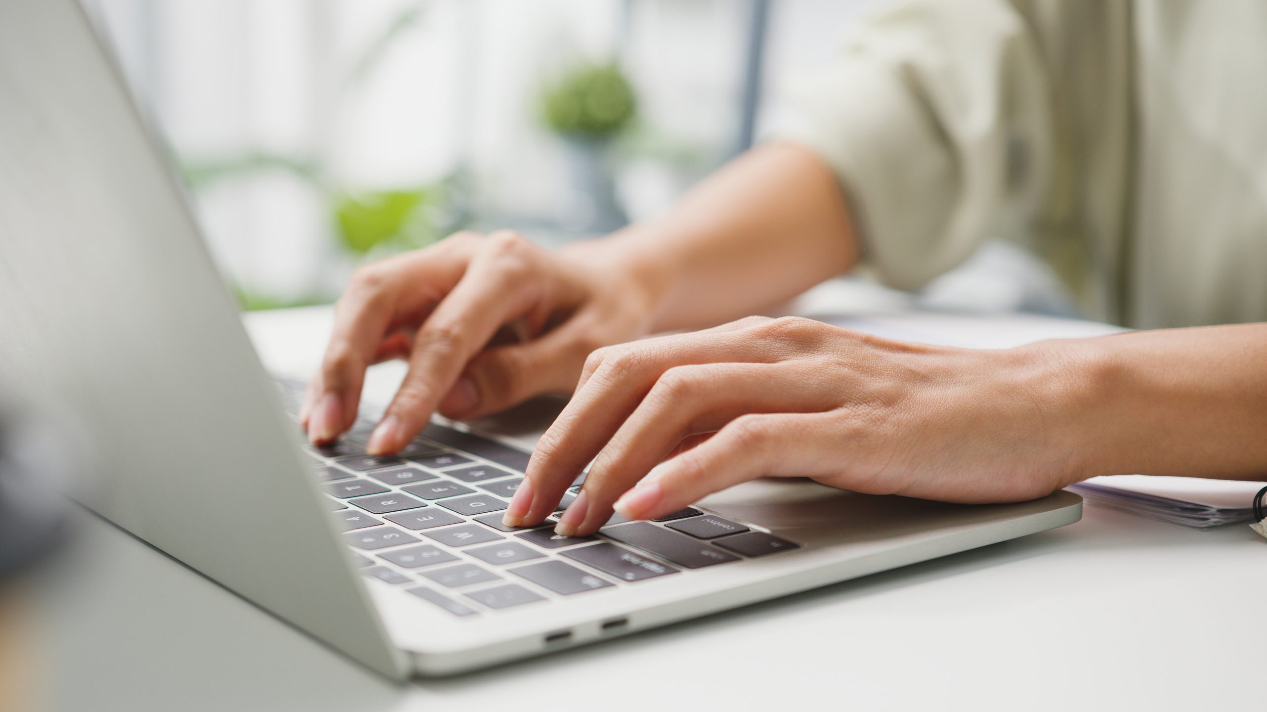 freelance young asia businesswoman casual wear using laptop work